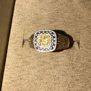 Canary yellow and white diamond ring